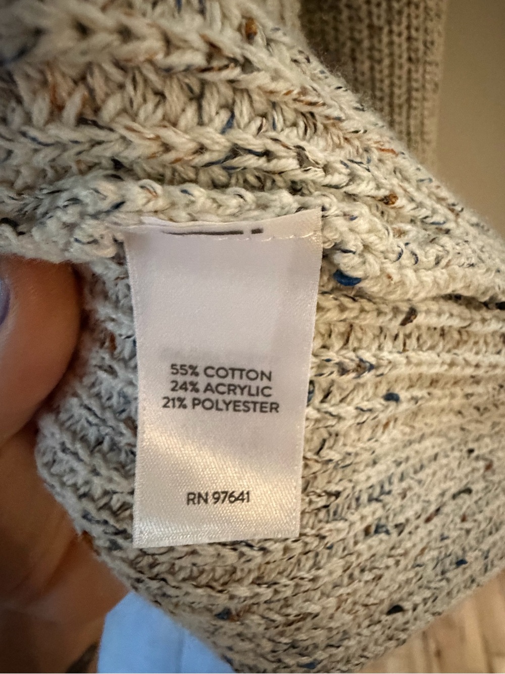 J. Jill Cream Speckle Open-Front Ribbed Cardigan - Picture 4 of 6